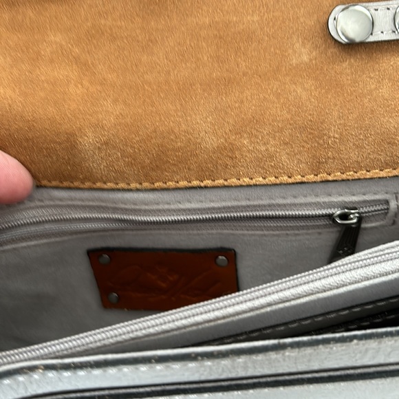 NWT Patricia Nash Gray Leather Crossbody Bag Handbag Med - Picture 4 of 6